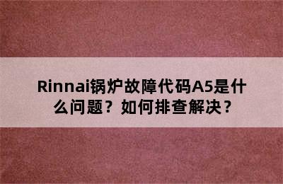 Rinnai锅炉故障代码A5是什么问题？如何排查解决？
