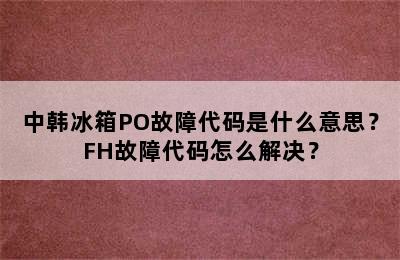 中韩冰箱PO故障代码是什么意思？FH故障代码怎么解决？
