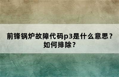 前锋锅炉故障代码p3是什么意思？如何排除？