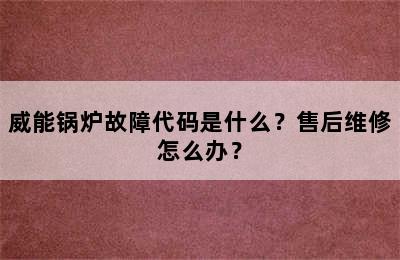 威能锅炉故障代码是什么？售后维修怎么办？