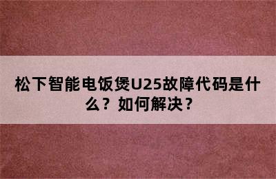 松下智能电饭煲U25故障代码是什么？如何解决？