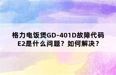 格力电饭煲GD-401D故障代码E2是什么问题？如何解决？