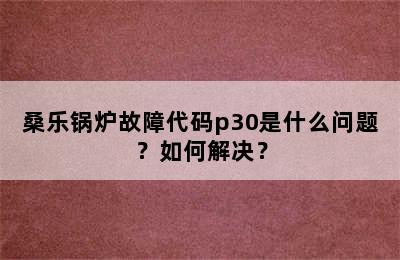 桑乐锅炉故障代码p30是什么问题？如何解决？