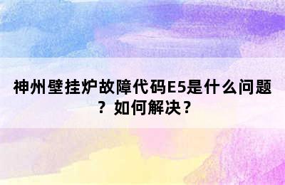 神州壁挂炉故障代码E5是什么问题？如何解决？