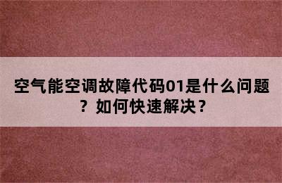 空气能空调故障代码01是什么问题？如何快速解决？