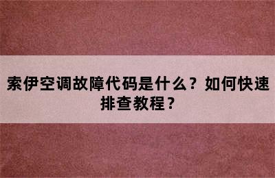 索伊空调故障代码是什么？如何快速排查教程？