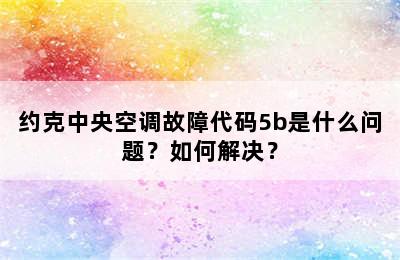 约克中央空调故障代码5b是什么问题？如何解决？