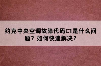 约克中央空调故障代码C1是什么问题？如何快速解决？