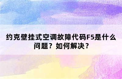 约克壁挂式空调故障代码F5是什么问题？如何解决？