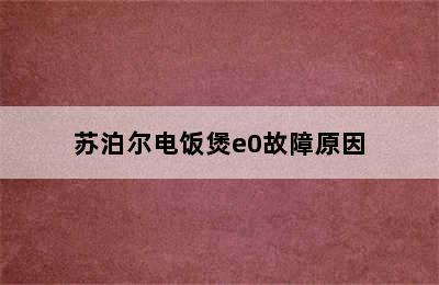 苏泊尔电饭煲e0故障原因