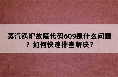 蒸汽锅炉故障代码609是什么问题？如何快速排查解决？