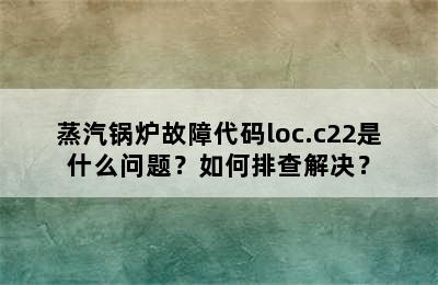 蒸汽锅炉故障代码loc.c22是什么问题？如何排查解决？