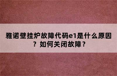 雅诺壁挂炉故障代码e1是什么原因？如何关闭故障？